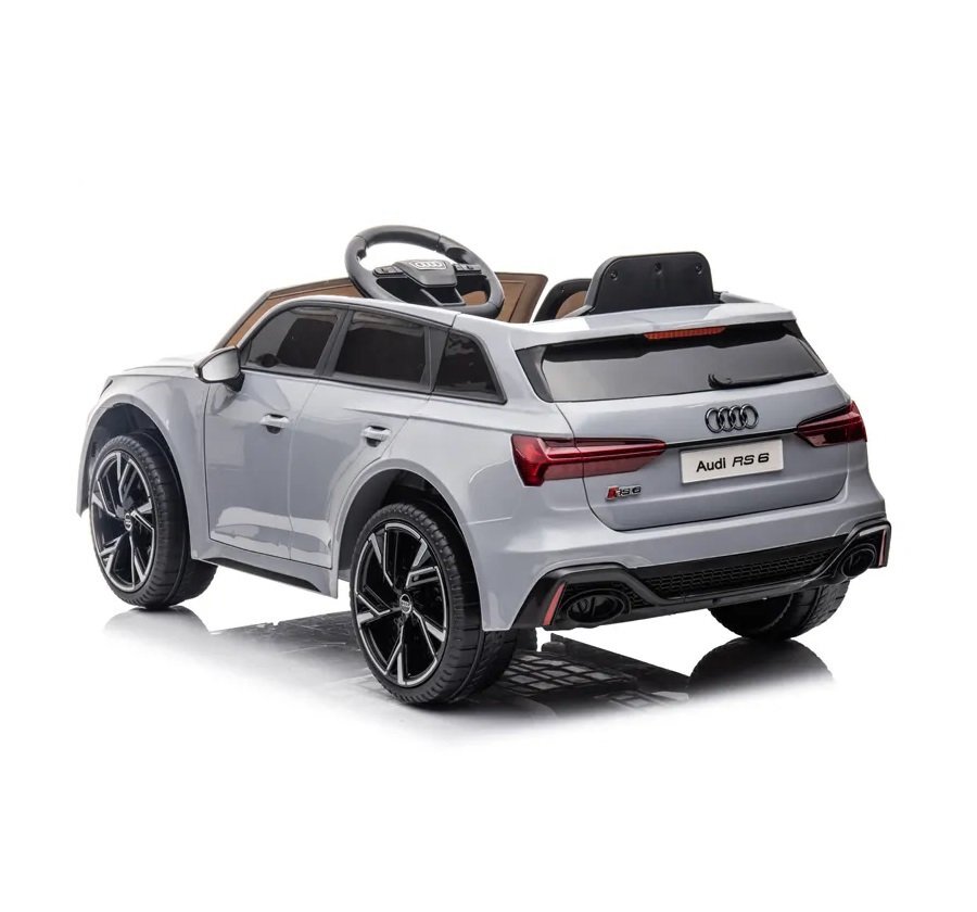 Audi Masinuta electrica pentru copii RS6 Grey cu roti EVA 70W telecomanda pornire la buton roti Eva si scaun piele
