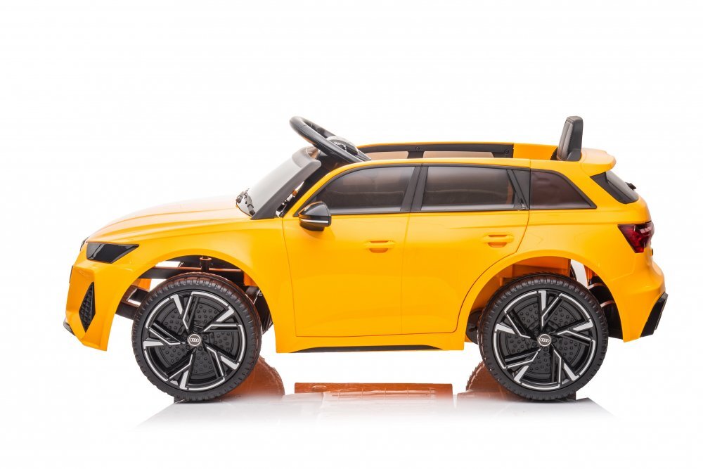 Audi Masinuta electrica pentru copii RS6 Yellow cu roti EVA 70W telecomanda pornire la buton roti Eva si scaun piele