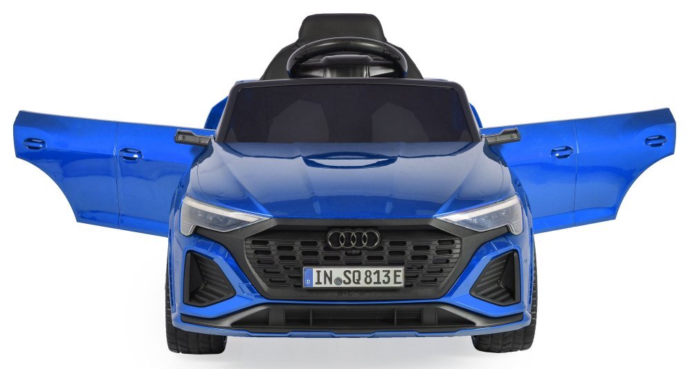 Audi Masinuta electrica pentru copii SQ8 E-Tron Blue vopsitroti EVAtelecomanda 2.4G2 motoarex25wlumini LEDunitate o cu BluetoothUSBMP3volum reglabilacumulator 12V7Ahpornire la butoncenturasarcina admisa 25kg