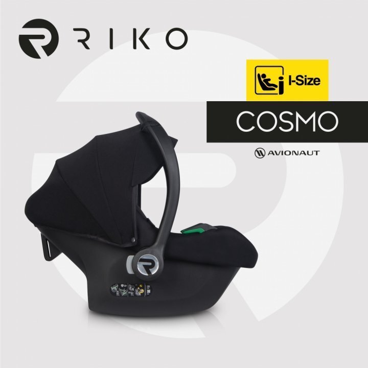 AVIONAUT Scoica auto Riko Cosmo standard de siguranta european R129 iSize testata ADAC cu maner de transport reglabil 40-87 cm sau 0-13 kg Negru