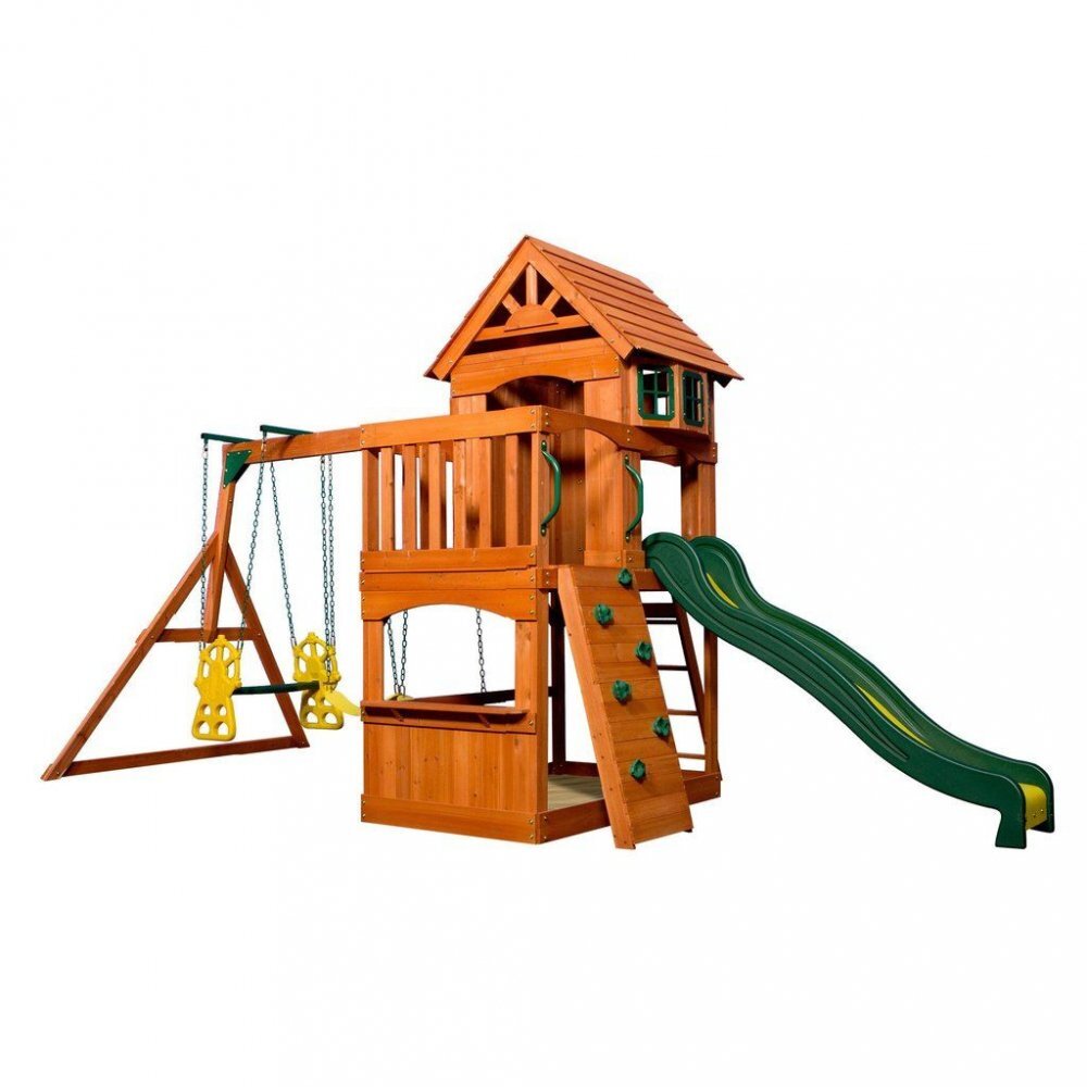 AXI Casuta din lemn cu trei leagane Atlantic Play 551 x 235 cm
