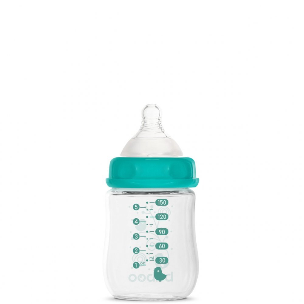 BABOO Biberon din sticla anticolici cu gat larg 150 ml 0 luni+