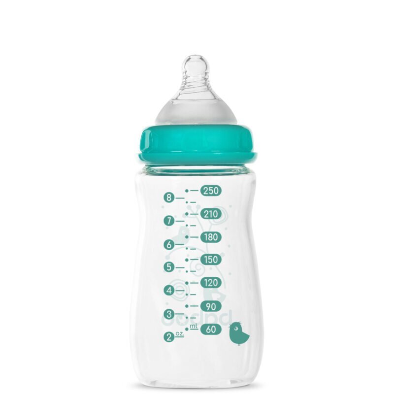 BABOO Biberon din sticla anticolici cu gat larg 250 ml 3 luni+