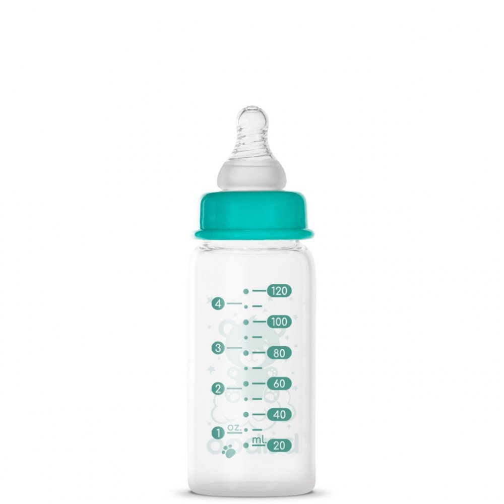 BABOO Biberon din sticla anticolici cu gat stramt 120 ml 0 luni+