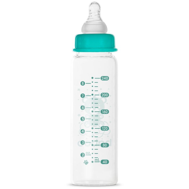 BABOO Biberon din sticla anticolici cu gat stramt 240 ml 3 luni+