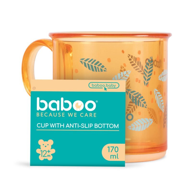 BABOO Cana cu fund antiderapant Portocaliu 170 ml 12 luni+