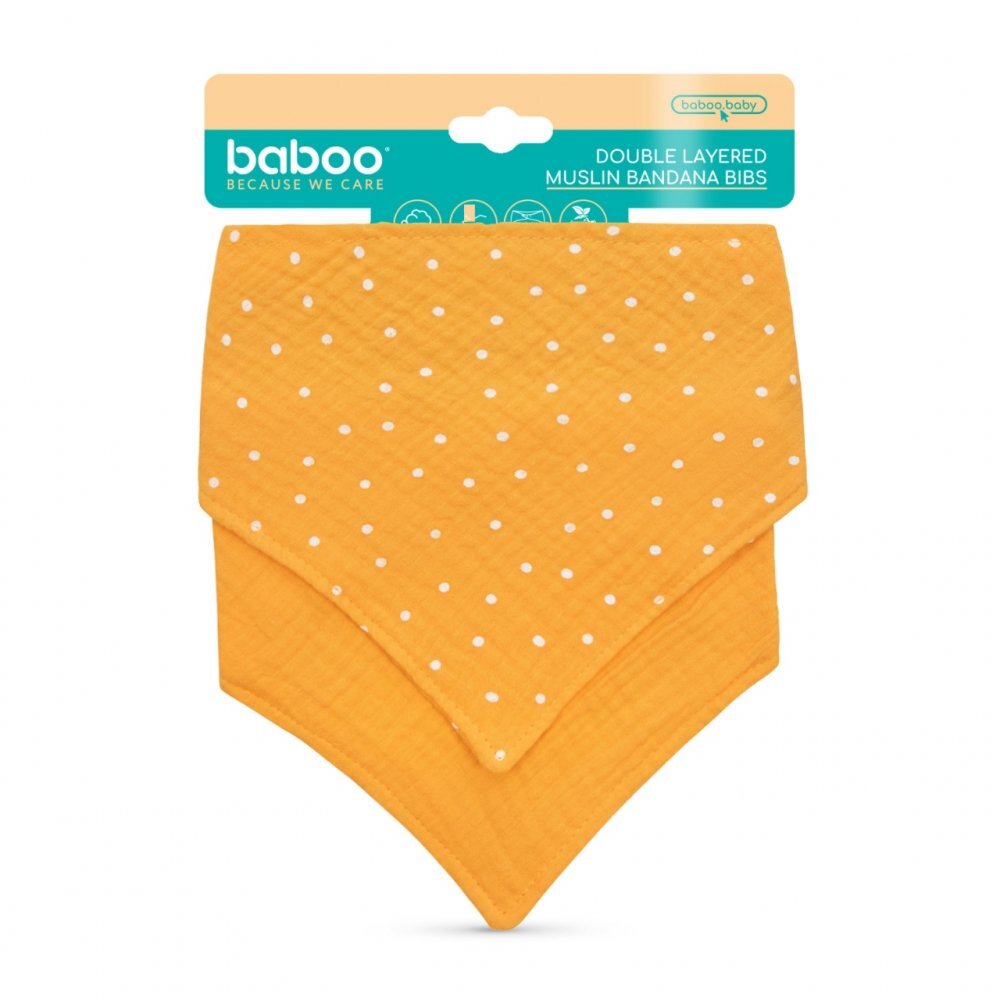 BABOO Set 2 bandane din muselina cu strat dublu Portocaliu 0 luni+
