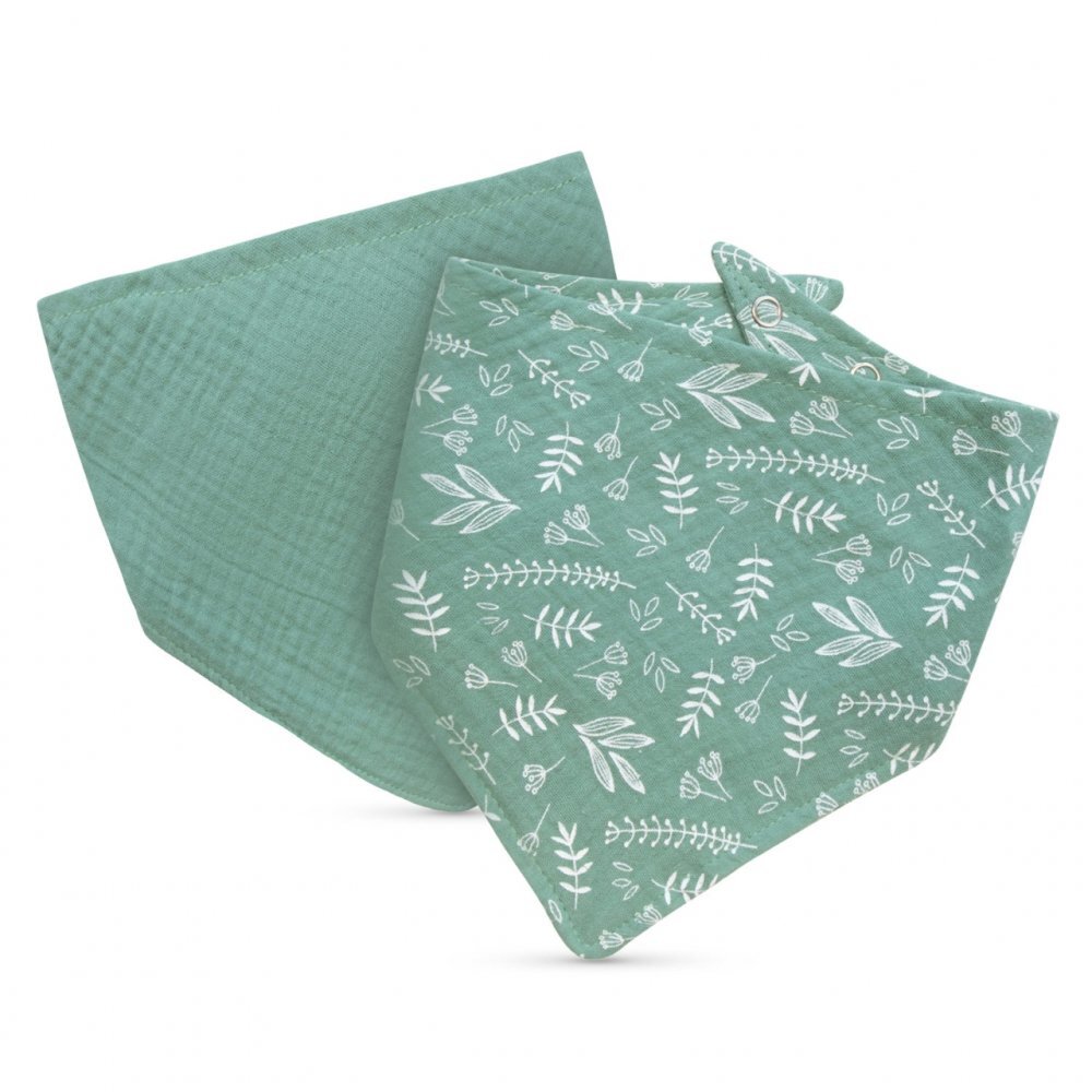 BABOO Set 2 bandane din muselina cu strat dublu Verde 0 luni+