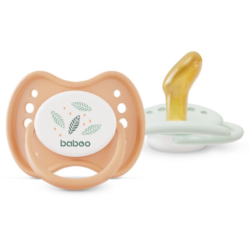 BABOO Set 2 suzete ortodontice din latex Calmy Piersica 0 luni+