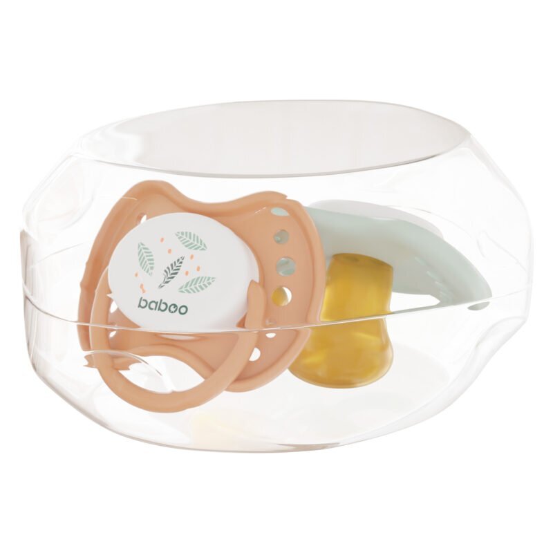 BABOO Set 2 suzete ortodontice din latex Calmy Piersica 0 luni+