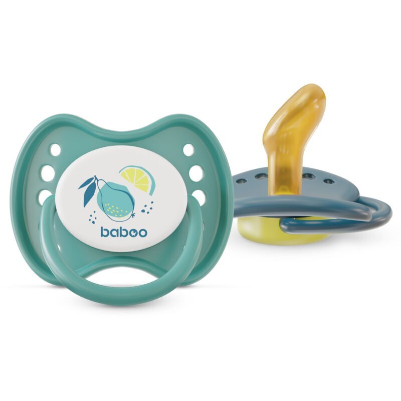 BABOO Set 2 suzete ortodontice din latex Calmy Verde 6 luni+