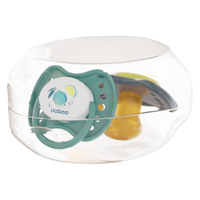 BABOO Set 2 suzete ortodontice din latex Calmy Verde 6 luni+