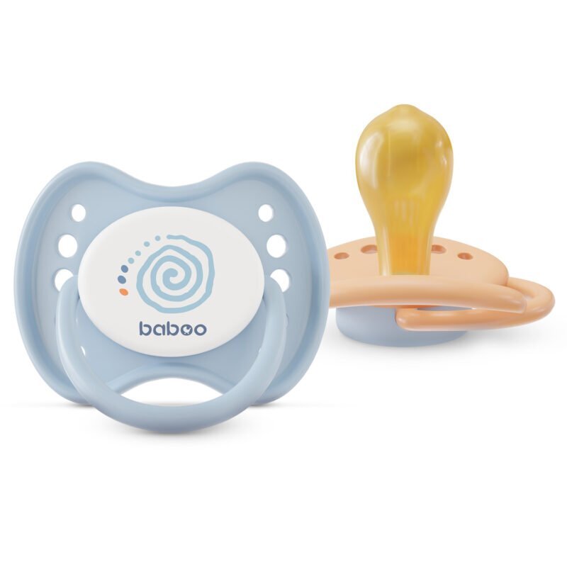 BABOO Set 2 suzete rotunde din latex Calmy Bleu 0 luni+