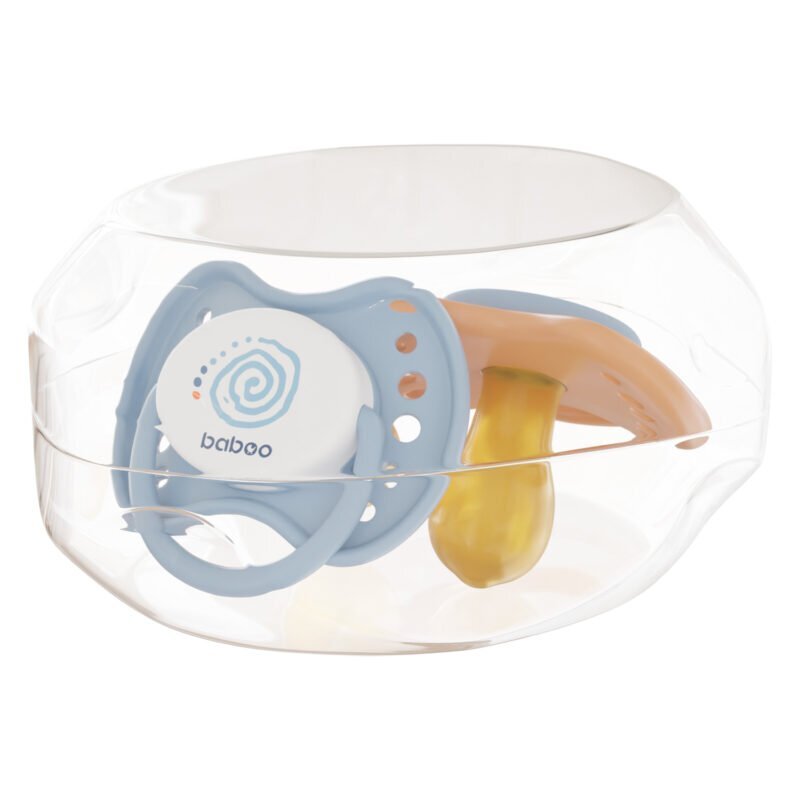 BABOO Set 2 suzete rotunde din latex Calmy Bleu 0 luni+