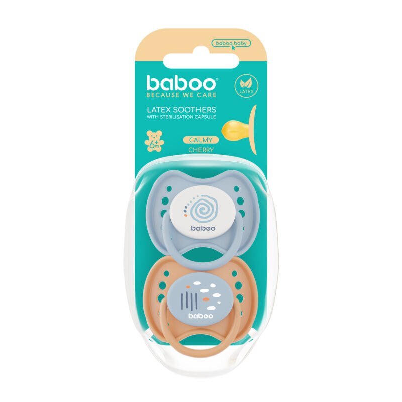 BABOO Set 2 suzete rotunde din latex Calmy Bleu 0 luni+