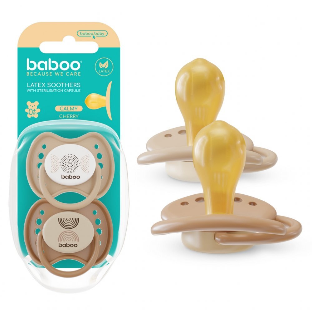 BABOO Set 2 suzete rotunde din latex Calmy Maro 0 luni+