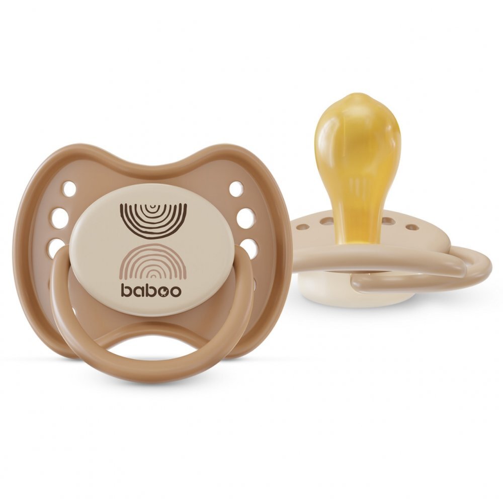 BABOO Set 2 suzete rotunde din latex Calmy Maro 0 luni+