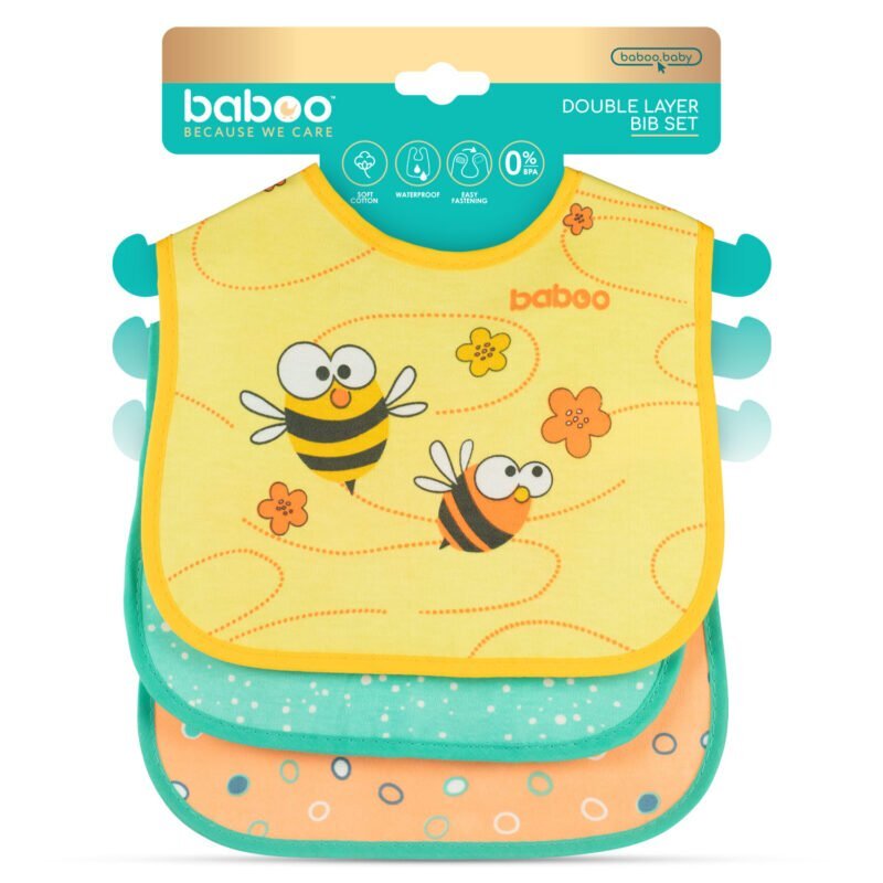 BABOO Set 3 bavete din bumbac Prietenii 0 luni+