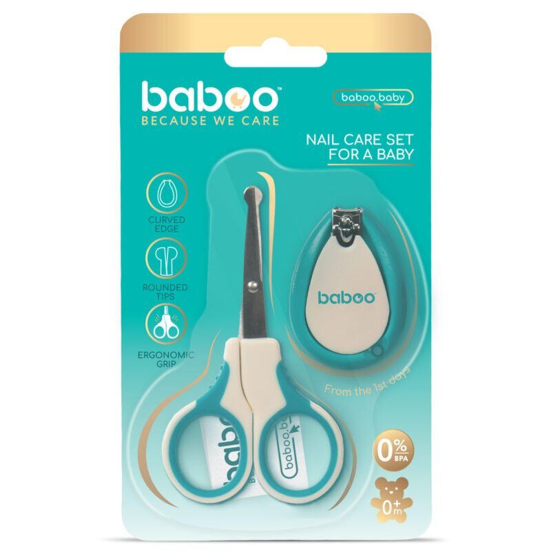 BABOO Set ingrijire unghii bebe cu forfecuta si unghiera 0 luni+