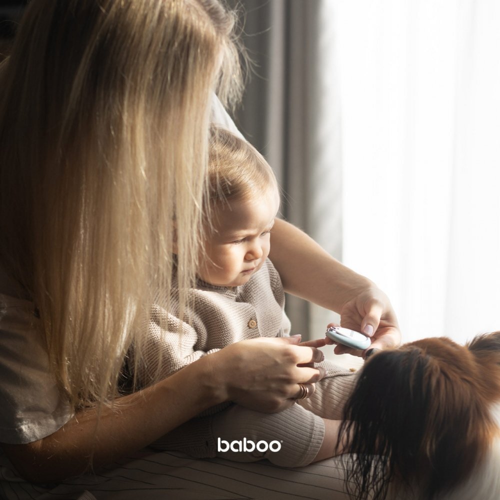 BABOO Set ingrijire unghii bebe cu forfecuta si unghiera Albastru 0 luni+