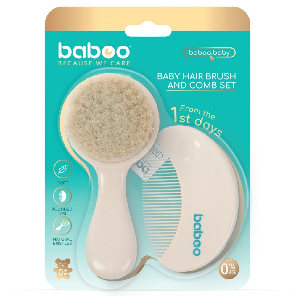 BABOO Set perie si pieptene bebe 0 luni+