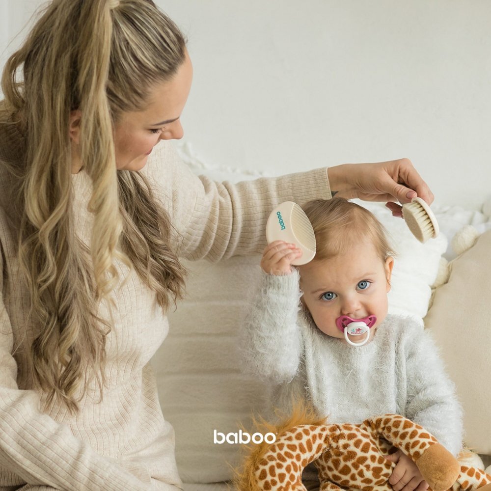 BABOO Set perie si pieptene bebe 0 luni+