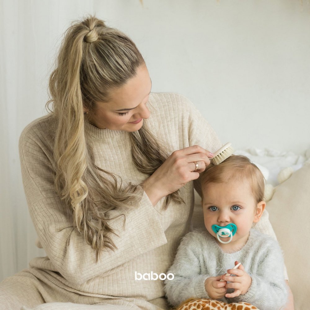 BABOO Set perie si pieptene bebe 0 luni+