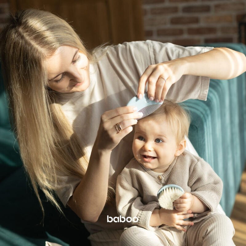 BABOO Set perie si pieptene bebe Albastru 0 luni+