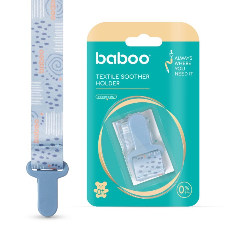BABOO Suport pentru suzeta din material textil Bleu 0 luni+