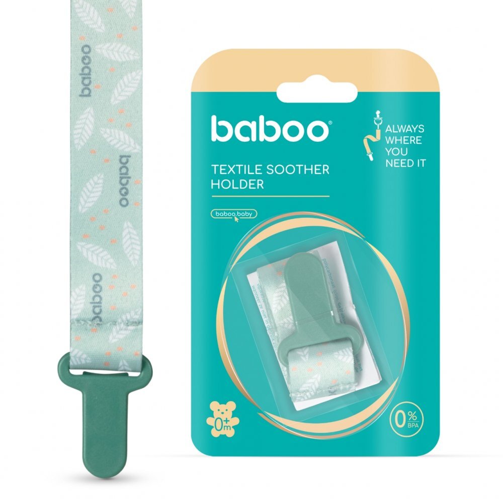 BABOO Suport pentru suzeta din material textil Verde 0 luni+