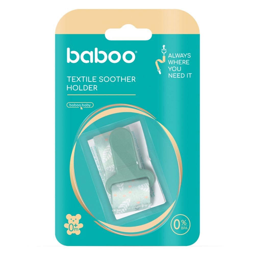 BABOO Suport pentru suzeta din material textil Verde 0 luni+