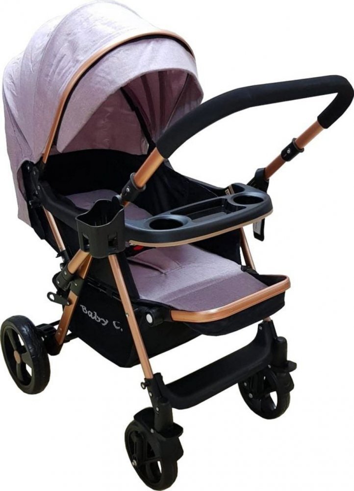 Baby Care Carucior pentru copii PRO 511 Gri Cadru aluminiu Maner reversibil Spatar reglabil in 5 trepte Amortizoare Frana picior Pliabil