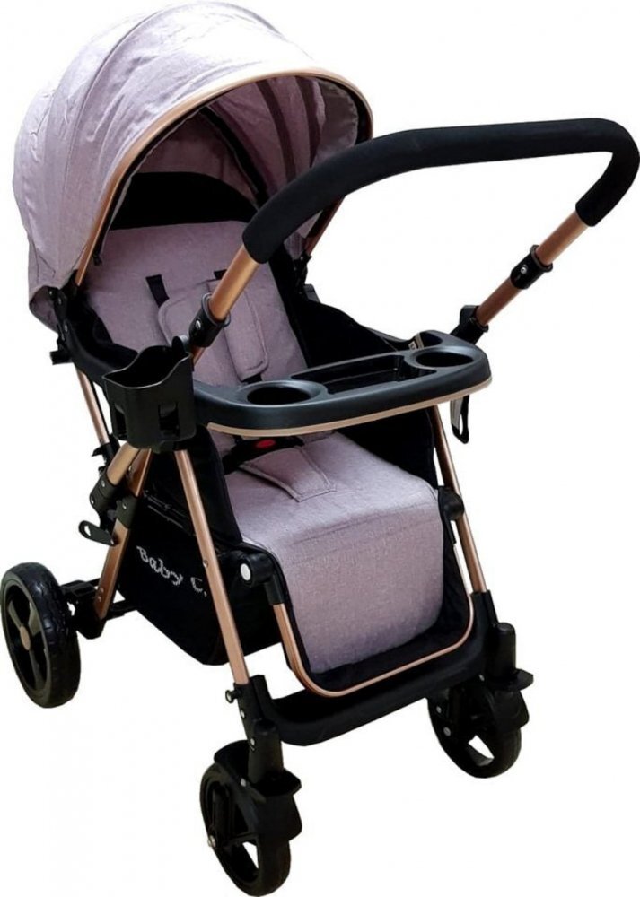 Baby Care Carucior pentru copii PRO 511 Gri Cadru aluminiu Maner reversibil Spatar reglabil in 5 trepte Amortizoare Frana picior Pliabil