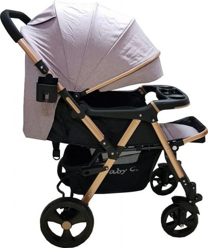 Baby Care Carucior pentru copii PRO 511 Gri Cadru aluminiu Maner reversibil Spatar reglabil in 5 trepte Amortizoare Frana picior Pliabil