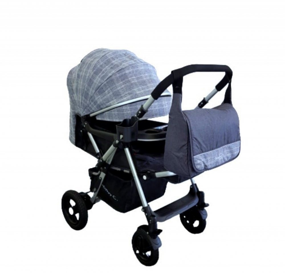 Baby Care Carucior pentru copii PRO 511 Gri Jeans Carouri Cu geanta bebe inclusa Cadru aluminiu Maner reversibil Spatar reglabil in 5 trepte Amortizoare Plasa insecte Frana picior Pliabil