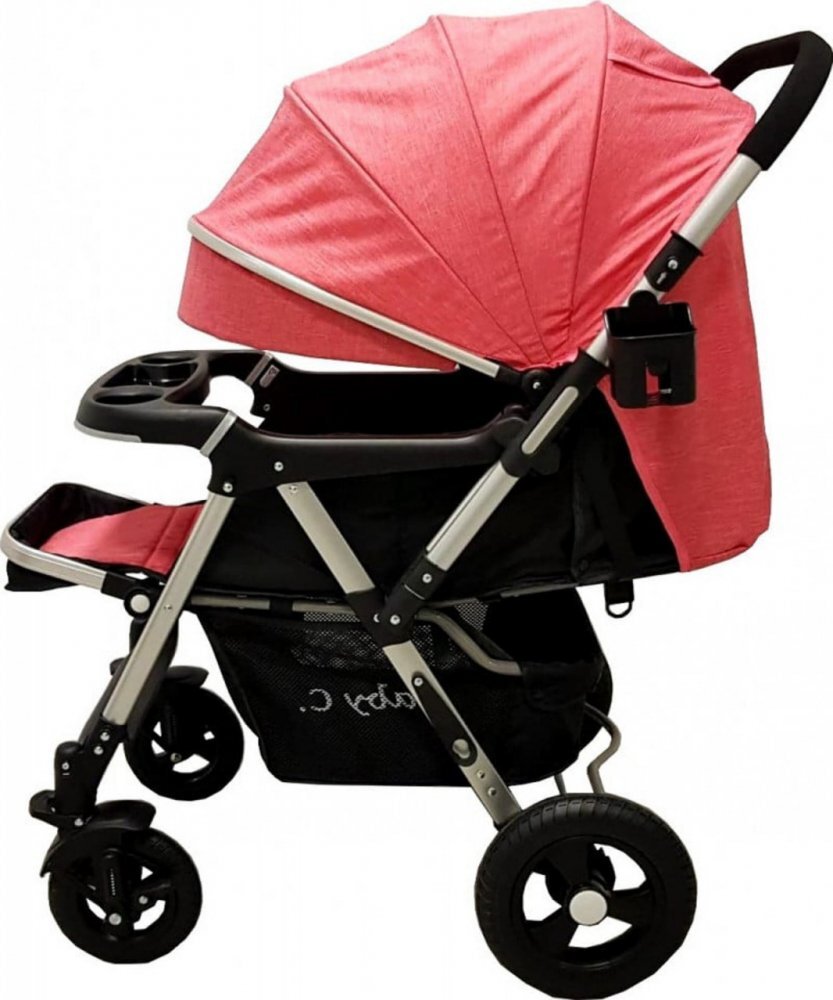 Baby Care Carucior pentru copii PRO 511 Rosu Cadru aluminiu Maner reversibil Spatar reglabil in 5 trepte Amortizoare Frana picior Pliabil