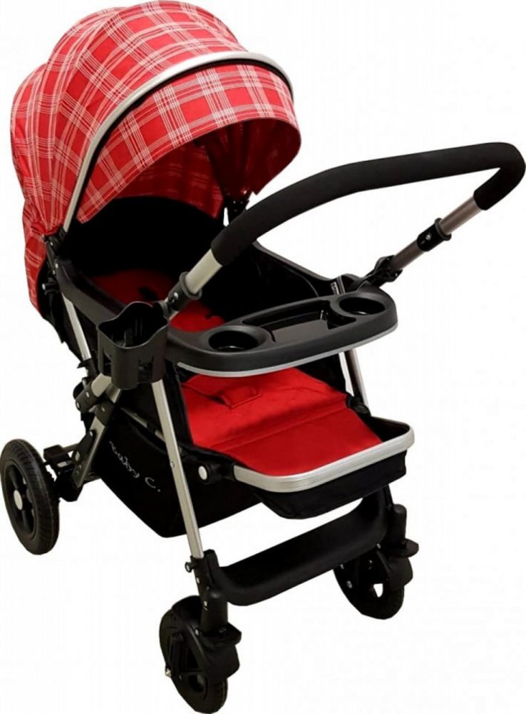 Baby Care Carucior pentru copii PRO 511 Rosu Carouri Cadru aluminiu Maner reversibil Spatar reglabil in 5 trepte Amortizoare Frana picior Pliabil