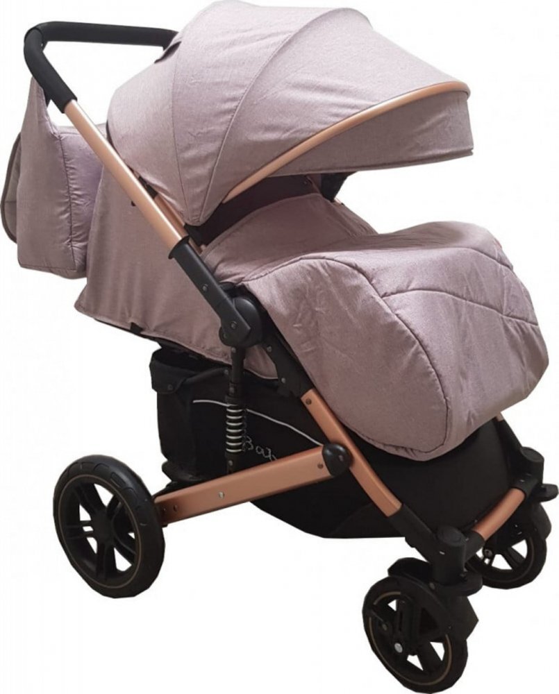 Baby Care Carucior pentru copii Pro 512 Gri cu Suspensii Cadru aluminiu Gold Maner reversibil Spatar reglabil in 5 trepte Frana picior Plasa insecte Geanta
