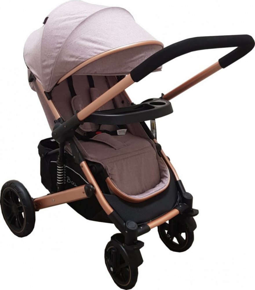 Baby Care Carucior pentru copii Pro 512 Gri cu Suspensii Cadru aluminiu Gold Maner reversibil Spatar reglabil in 5 trepte Frana picior Plasa insecte Geanta