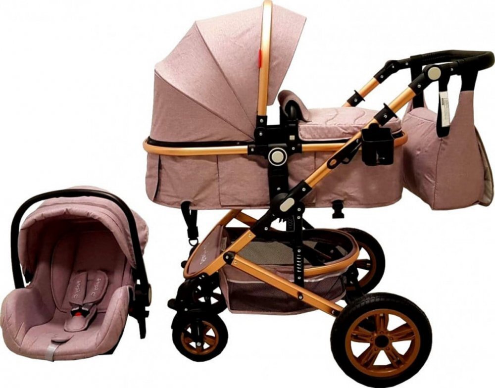 Baby Care Carucior pentru copii Pro 530 Gri 3 in 1 Transformabil Cadru Aluminiu Amortizoare Roti din cauciuc Spatar reglabil 3 trepte Plasa insecte Geanta