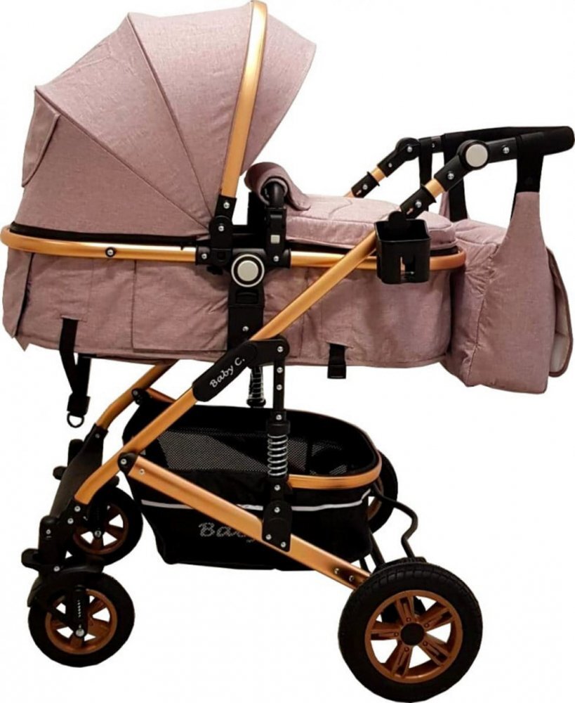 Baby Care Carucior pentru copii Pro 531 Gri 3 in 1 Transformabil Cadru Aluminiu Amortizoare Roti din cauciuc Spatar reglabil 3 trepte Plasa insecte Geanta