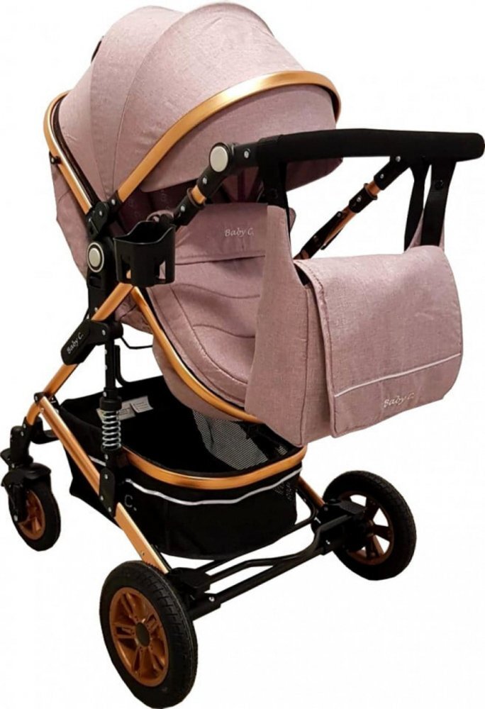 Baby Care Carucior pentru copii Pro 531 Gri 3 in 1 Transformabil Cadru Aluminiu Amortizoare Roti din cauciuc Spatar reglabil 3 trepte Plasa insecte Geanta