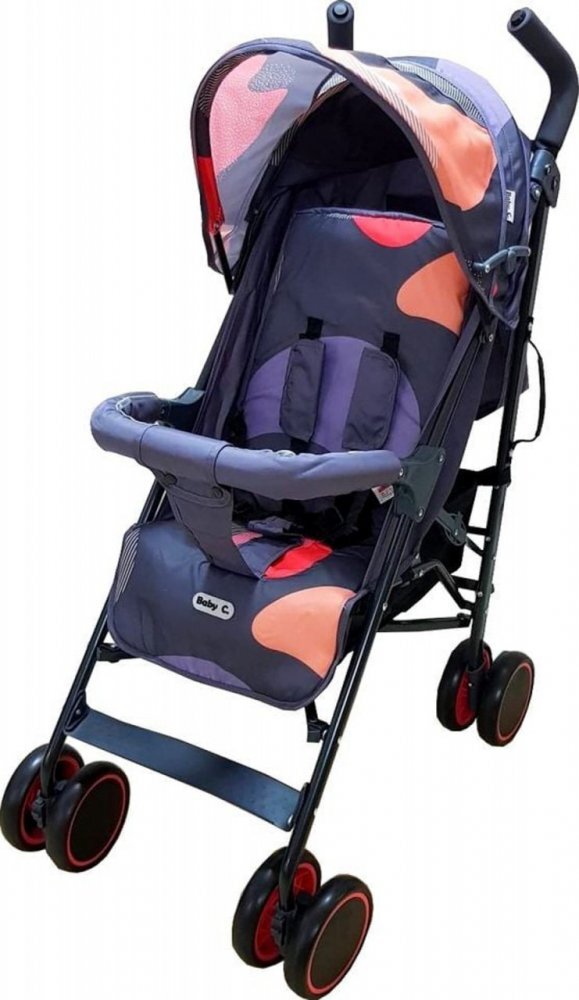 Baby Care Carucior pentru copii Pro 803 Camouflage Portocaliu pliere tip umbrela Sport Spatar reglabil in 7 trepte Pozitie somn Amortizoare Cadru din aluminiu