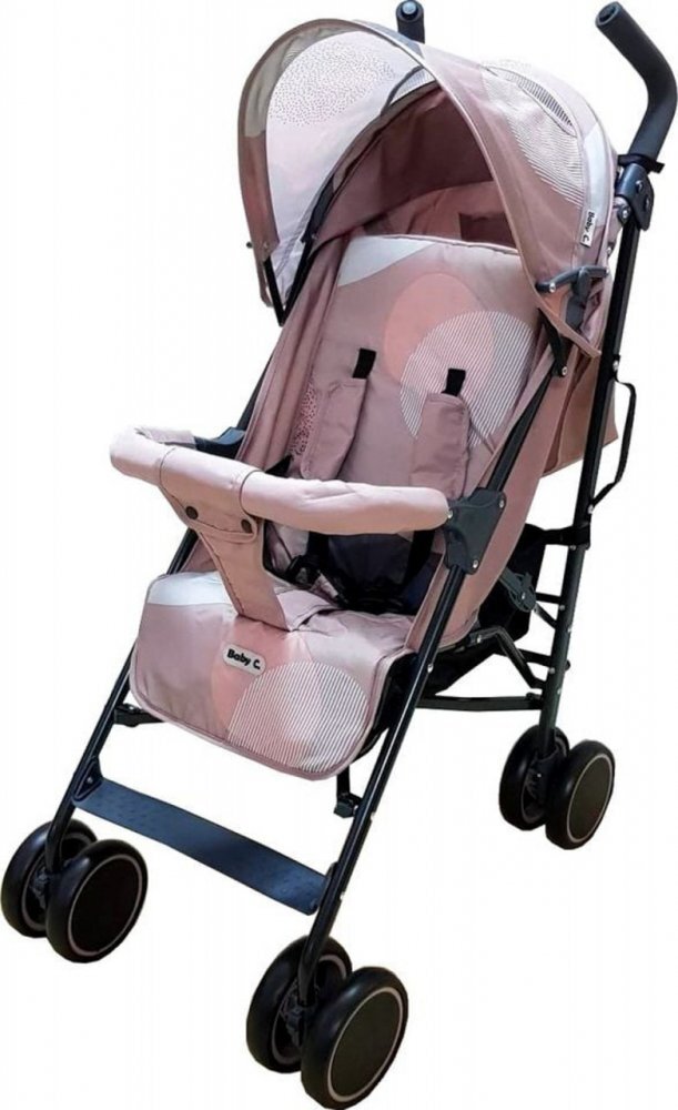 Baby Care Carucior pentru copii Pro 803 Crem pliere tip umbrela Sport Spatar reglabil in 7 trepte Pozitie somn Amortizoare Cadru din aluminiu