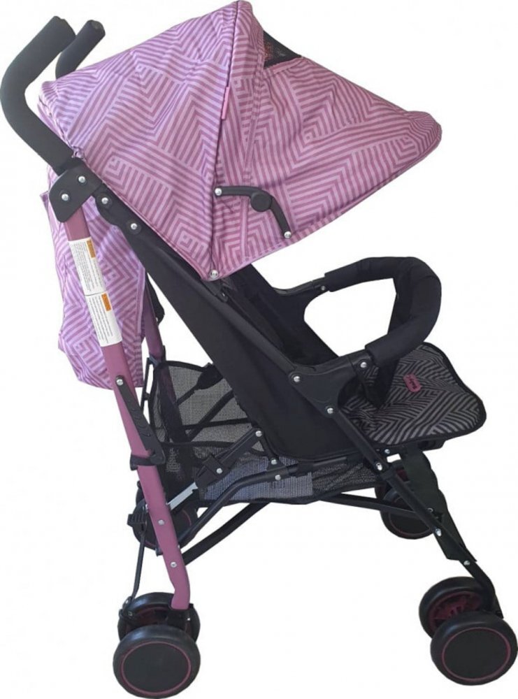 Baby Care Carucior pentru copii Pro 803B Fucsia cu imprimeu pliere tip umbrela Sport Spatar reglabil in 7 trepte Pozitie somn Amortizoare Cadru din aluminiu