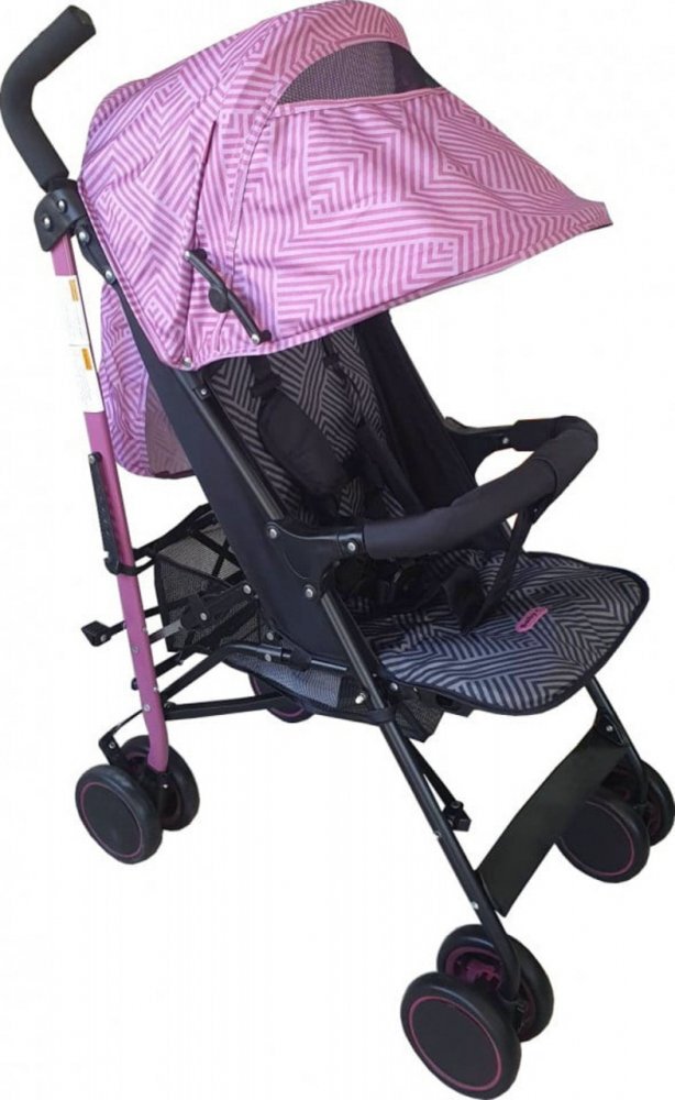 Baby Care Carucior pentru copii Pro 803B Fucsia cu imprimeu pliere tip umbrela Sport Spatar reglabil in 7 trepte Pozitie somn Amortizoare Cadru din aluminiu