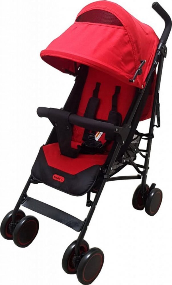 Baby Care Carucior pentru copii Pro 803B Rosu pliere tip umbrela Sport Spatar reglabil in 7 trepte Pozitie somn Amortizoare Cadru din aluminiu