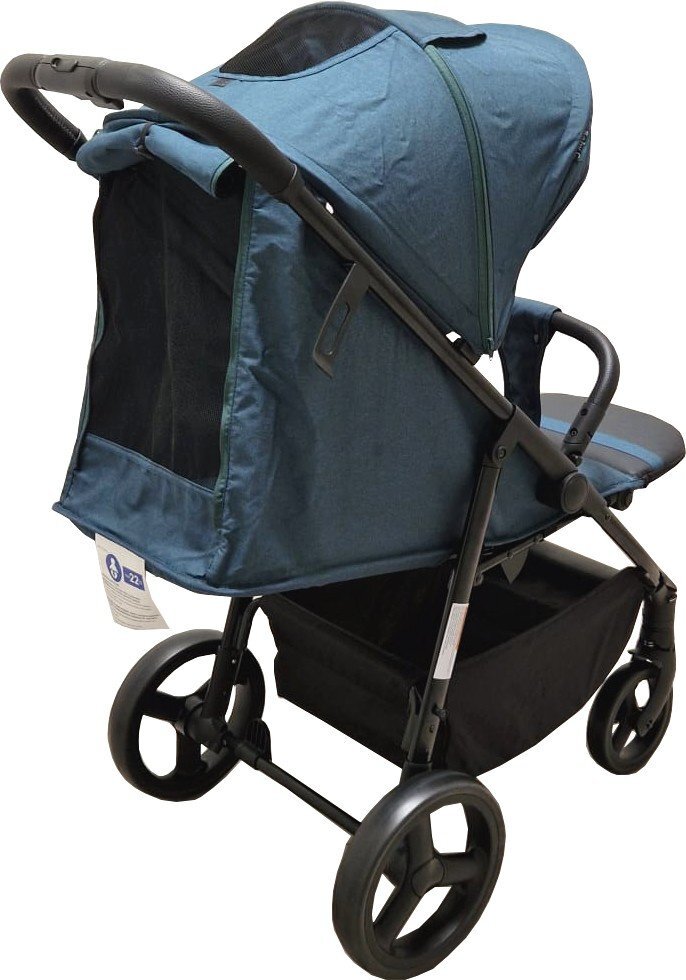 Baby Care Carucior pentru copii Pro S 508 Albastru Turquoise Cadru aluminiu Spatar reglabil in 3 trepte Husa picioare Frana picior Pliabil