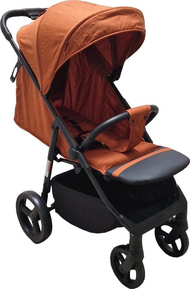 Baby Care Carucior pentru copii Pro S 508 Portocaliu Gold Cadru aluminiu Spatar reglabil in 3 trepte Husa picioare Frana picior Pliabil