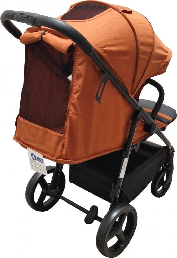 Baby Care Carucior pentru copii Pro S 508 Portocaliu Gold Cadru aluminiu Spatar reglabil in 3 trepte Husa picioare Frana picior Pliabil